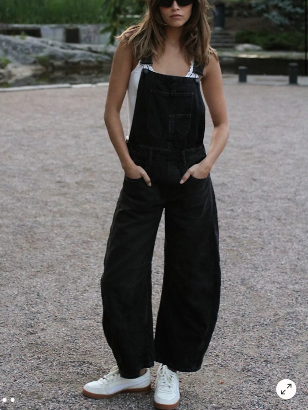 Free People We The Free Good Luck Barrel Overalls Black